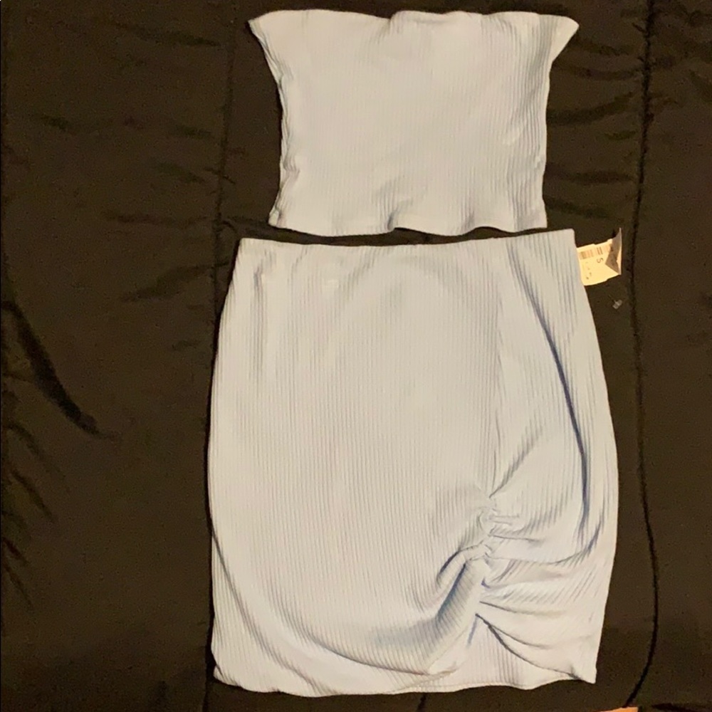 Blue mini ribbed set